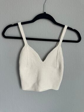 Forever 21 Ivory Waffle Knit Crop‎ Cami Top Small